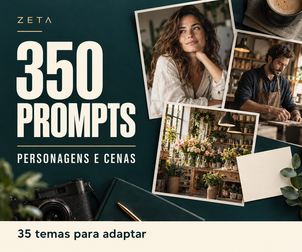 Capa de 350 Prompts para Personagens e Cenas