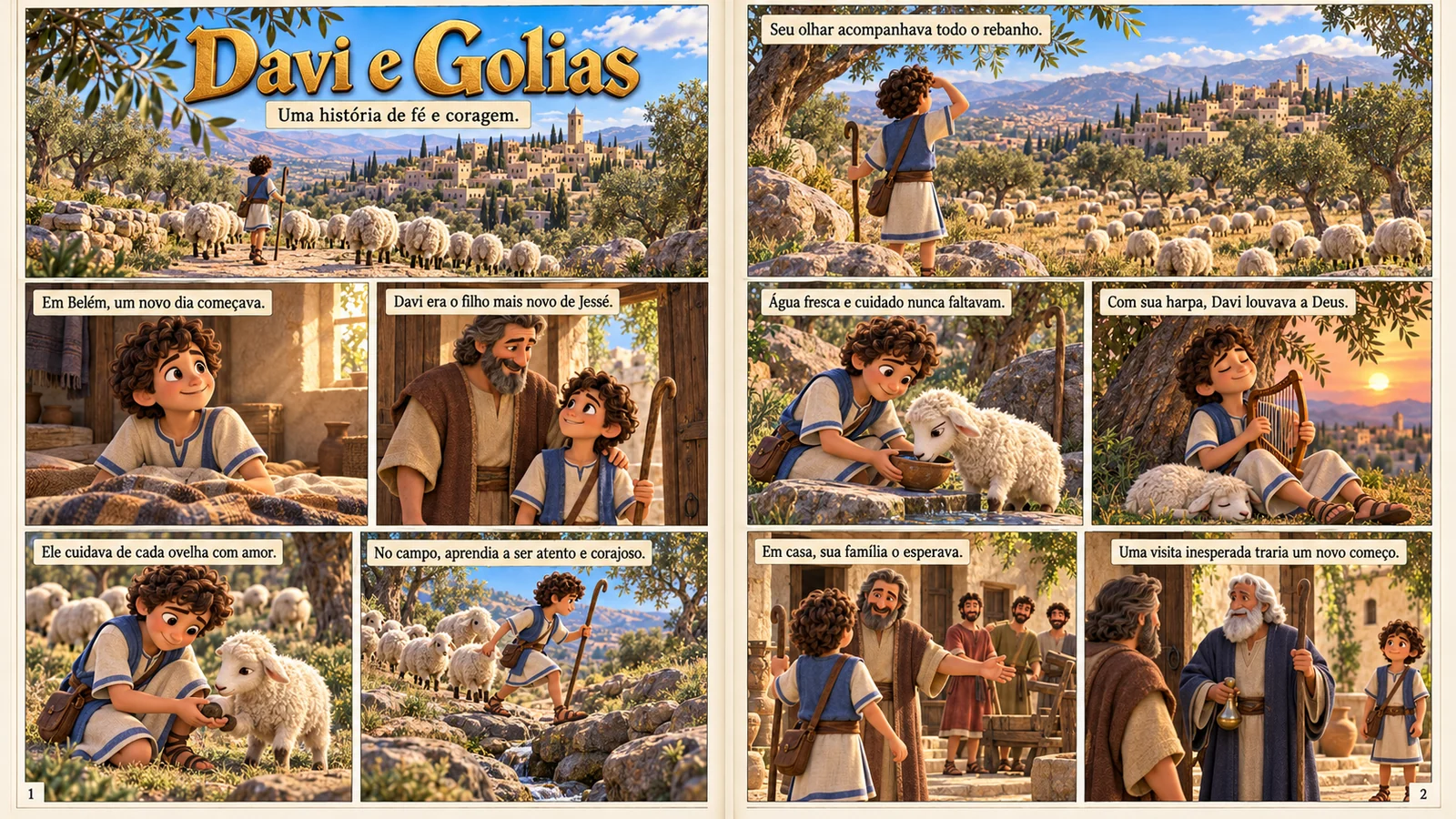 Página dupla do gibi de Davi e Golias