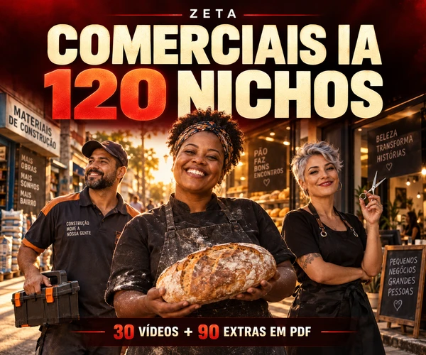 Comerciais IA — 120 Nichos: profissionais em ação no comércio de bairro