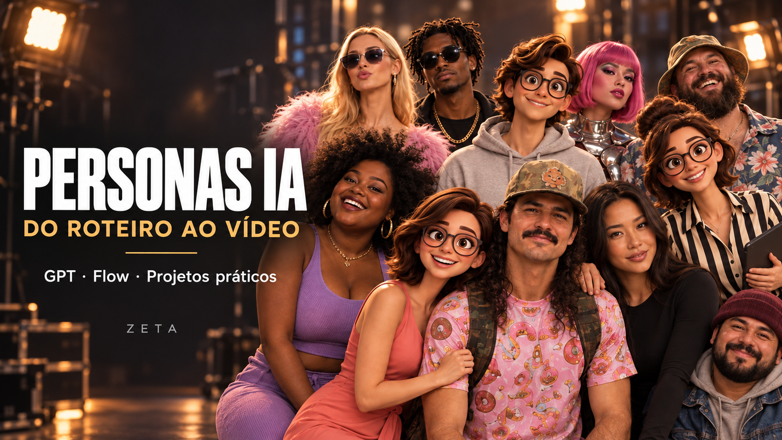 Capa Personas IA, com o grupo original de personagens Zeta